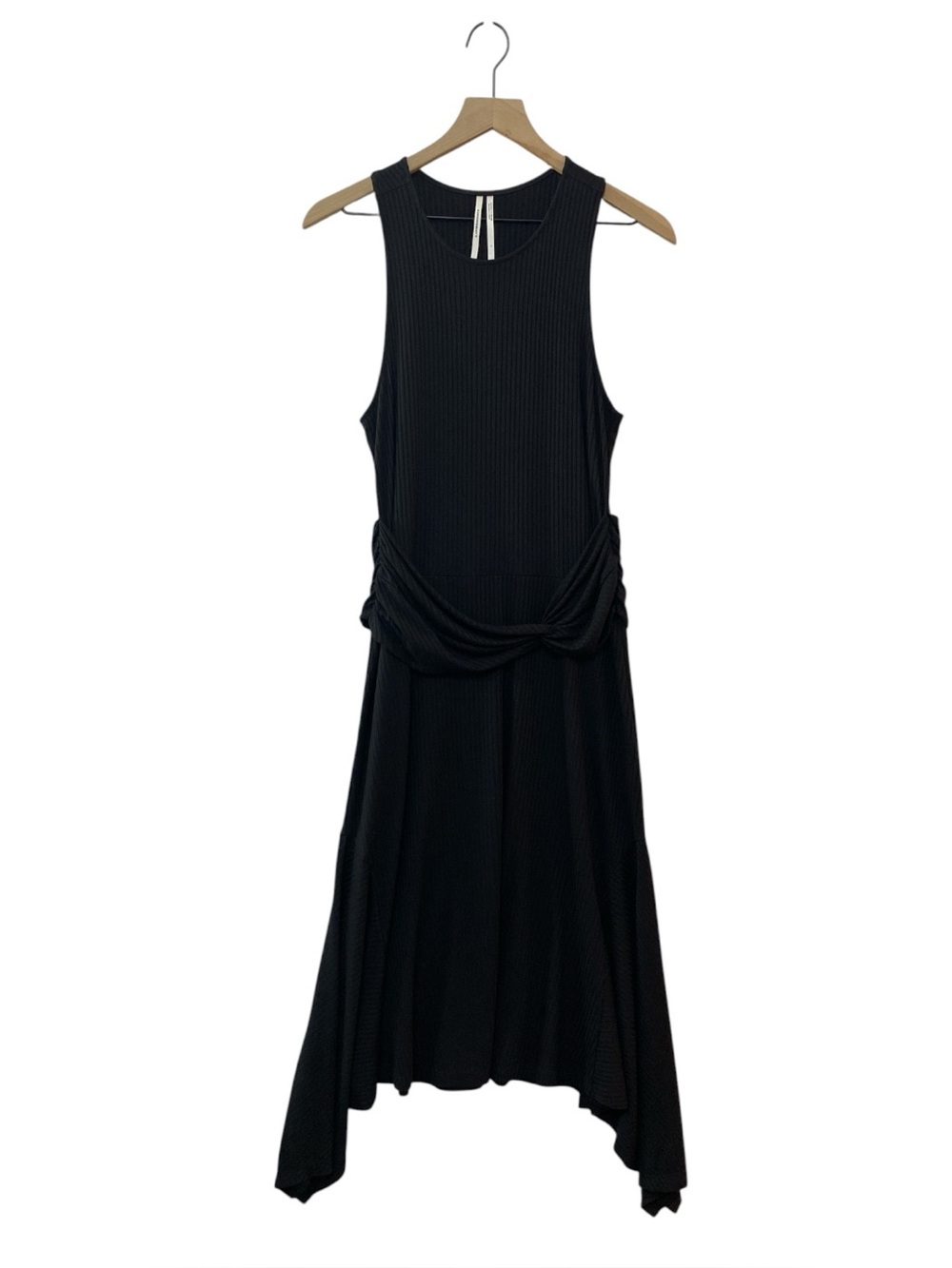 Anthropologie Fit & Flare Tank Dress Size L Black Ribbed Knit Minimalist